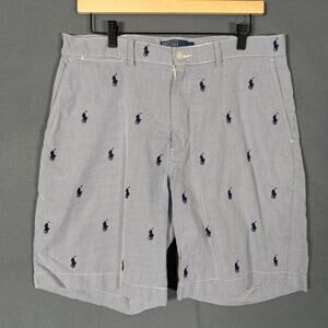 Polo Ralph Lauren Men Seersucker Shorts Size 34 All Over Pony Preppy Classic